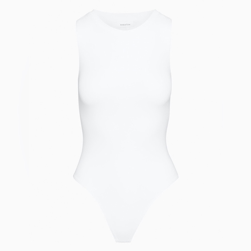Aritzia Babaton White Contour Crewneck Muscle Bodysuit (Size Small) - Picture 7 of 8